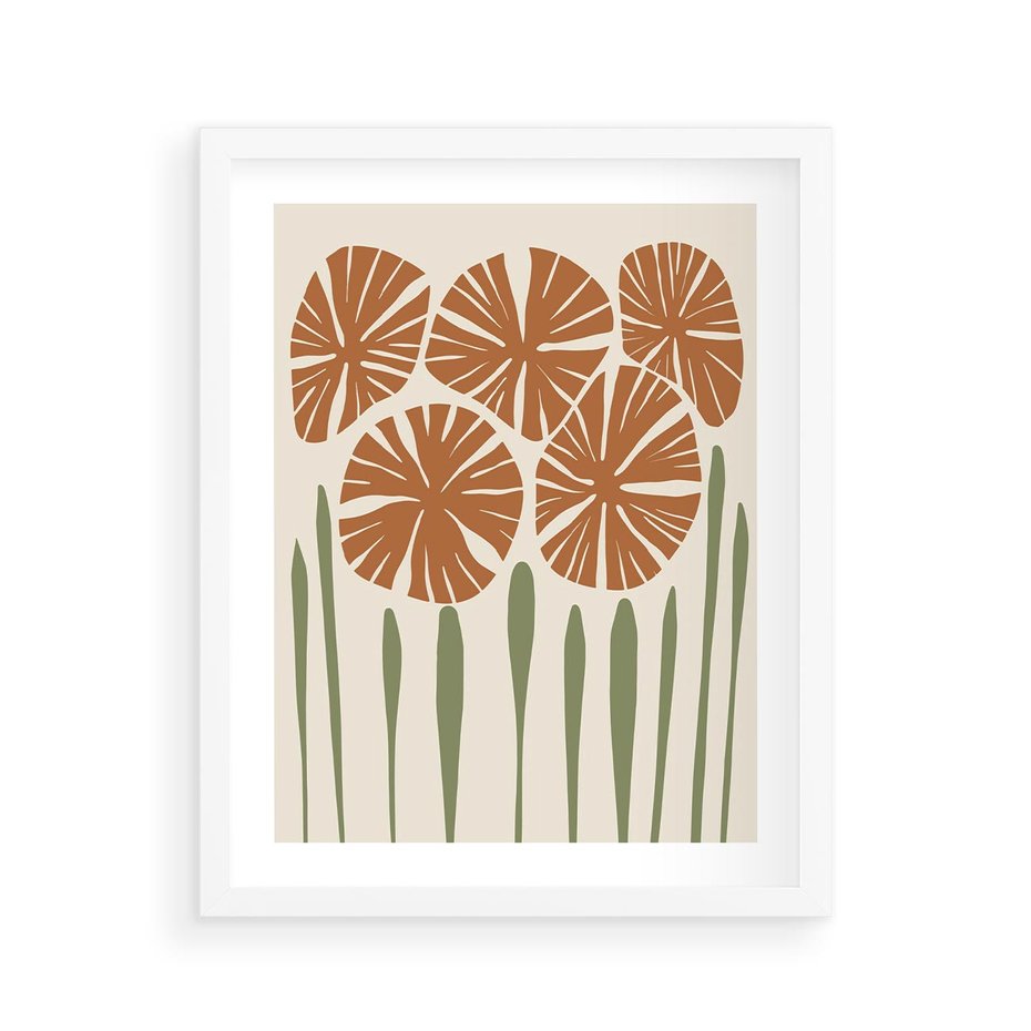 Plakat w ramie 40x50 - Akwarelowe Echa Przyrody - kwiaty, nowoczesny plakat - rama biała