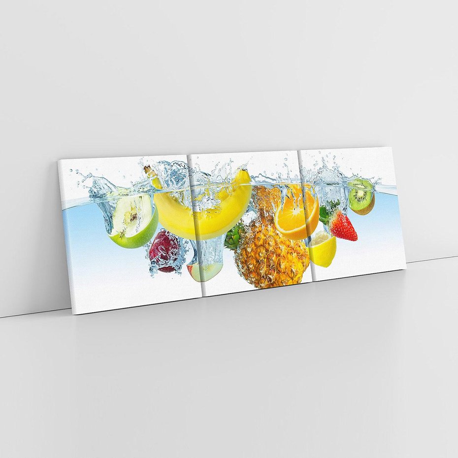 Obraz na płótnie 120x40 - Owoce w tropikalnym klimacie - owoce, woda
