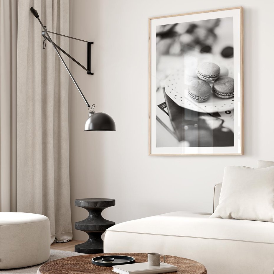 Plakat w ramie 40x50 - Makaroniki w Szarości - czarno biała fotografia, plakat - rama drewno