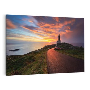 Obraz na płótnie 70x50 - Latarnia morska: Nocne niebo nad morzem - latarnia, morska