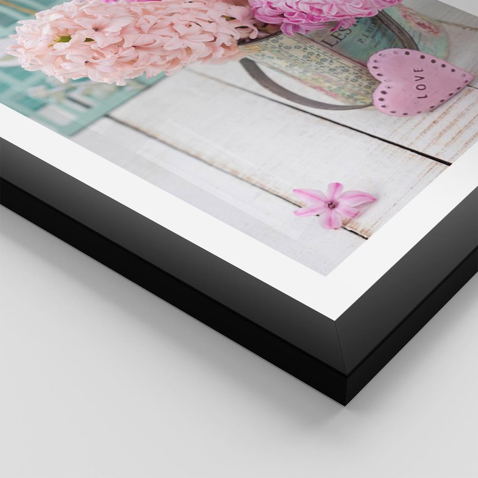 Plakat w ramie 30x40 - Kwiatowa harmonia hiacyntów - kwiaty, hiacynty - rama czarna