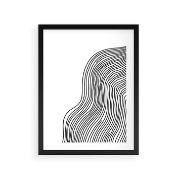 Plakat w ramie 30x40 - Refrakcje Przestrzeni - mnimalistyczna forma, czarne linie - rama czarna