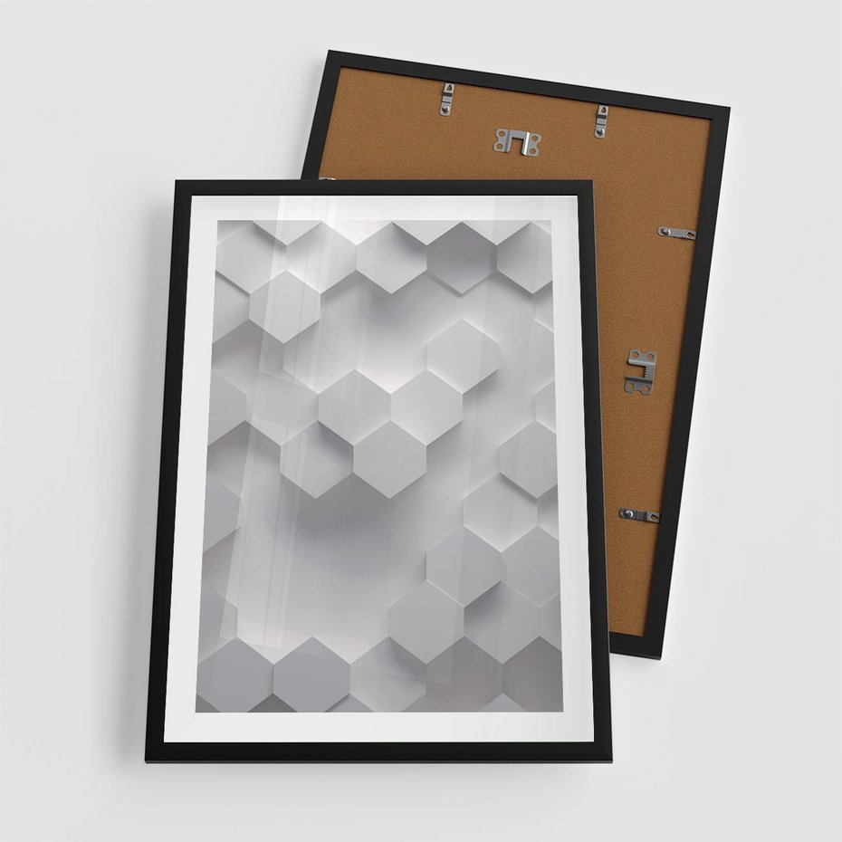 Plakat w ramie 50x70 - Kreatywna Forma - geometryczny, 3D - rama czarna