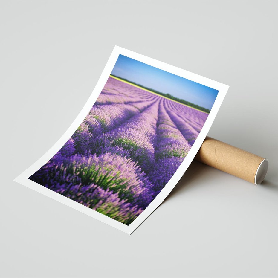 Plakat bez ramy 40x50 - Malownicze Pole Lawendy - lawenda, pole