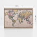 Obraz w ramie 120x80 - Światło Przeszłości - retro mapa świata, mapa - rama drewno