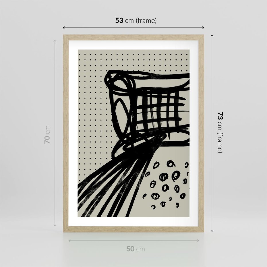 Plakat w ramie 50x70 - Złudne Kontemplacje - abstrakcyjna mroczna kompozycja, nieregularne - rama drewno