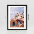 Plakat w ramie 30x40 - Błękit Morza i Białe Domki - Santorini, wyspa - rama czarna