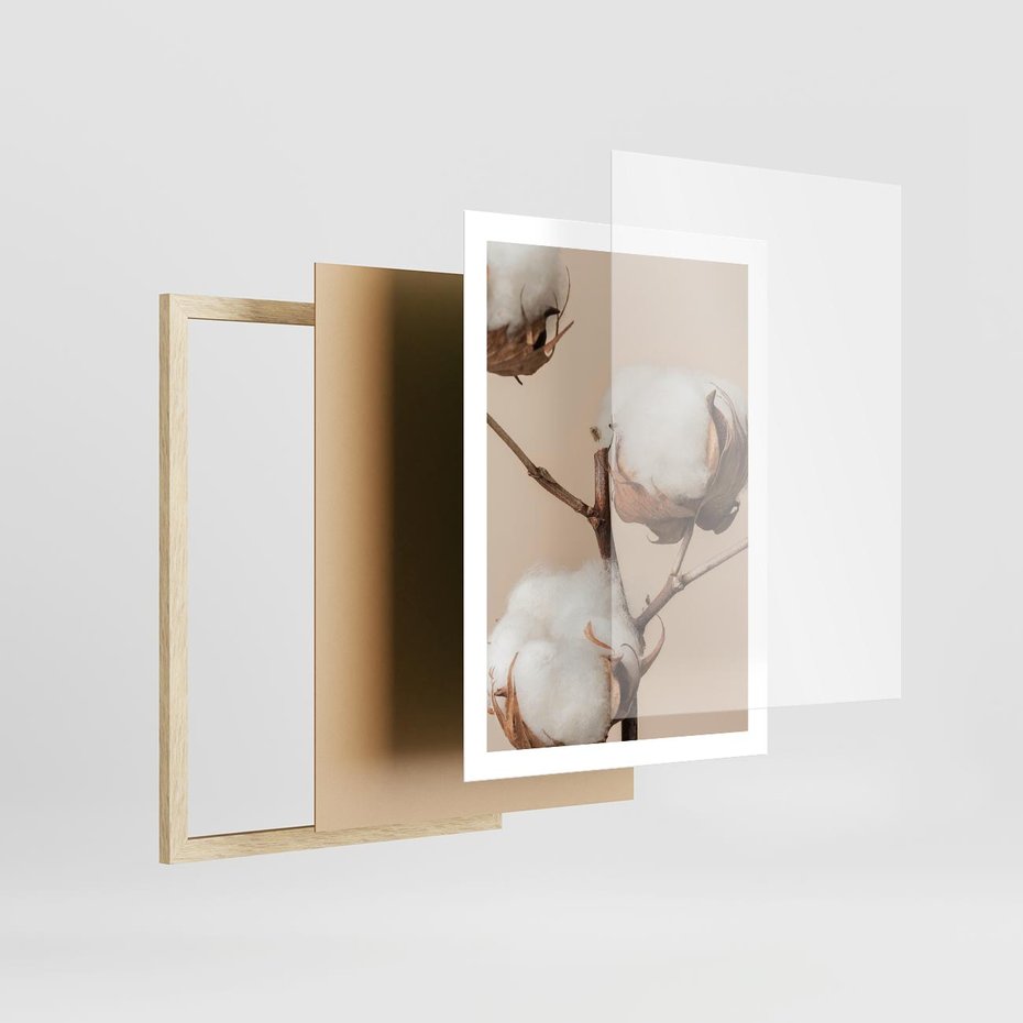 Plakat w ramie 50x70 - Bawełniana melancholia - bawełna, suche - rama drewno