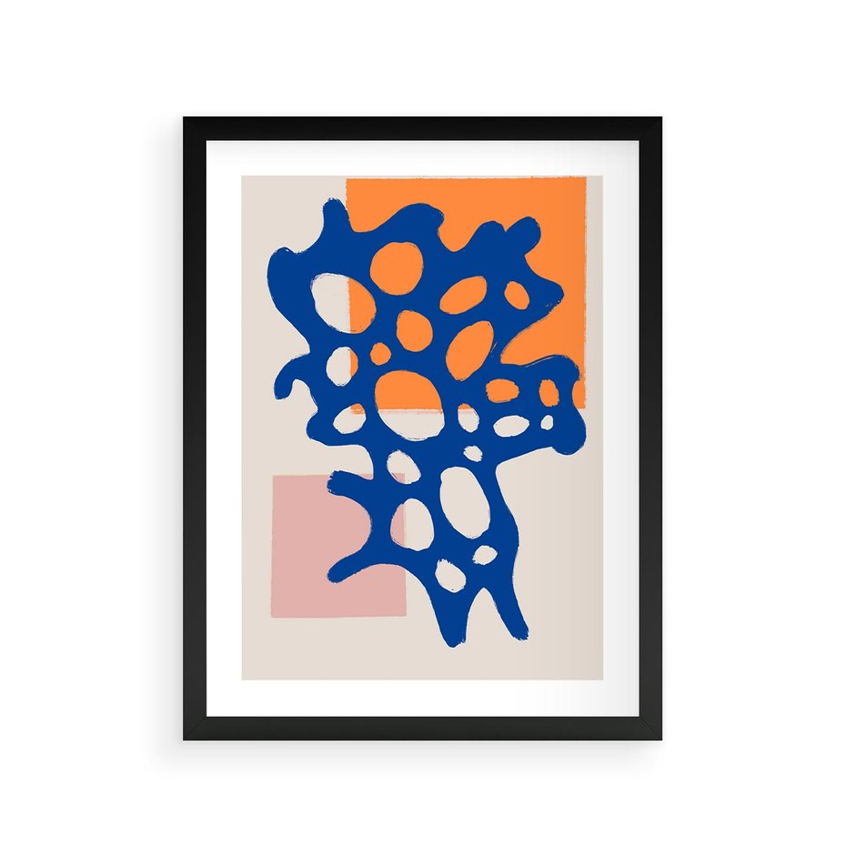 Plakat w ramie 30x40 - Delikatne Plamiste Refleksje - abstrakcja, nowoczesny plakat - rama czarna