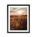 Plakat w ramie 40x50 - Zachwyt zachodem słońca na łące - zachód, słońca - rama czarna