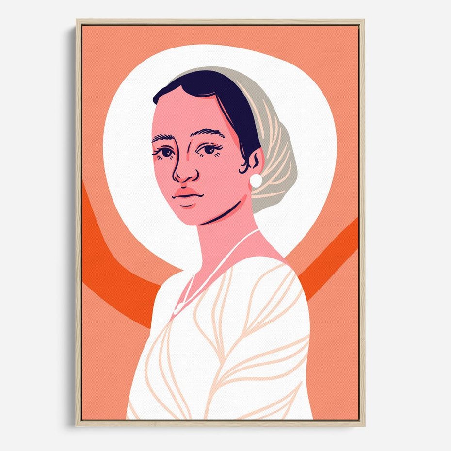 Obraz w ramie 80x120 - Kobieca Harmonia - nowoczesny plakat, styl retro - rama drewno