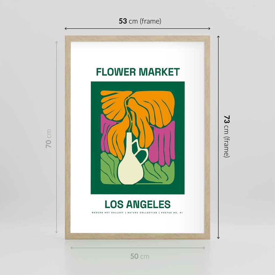 Plakat w ramie 50x70 - Przenikające Kontury - minimalizm, plakat - rama drewno