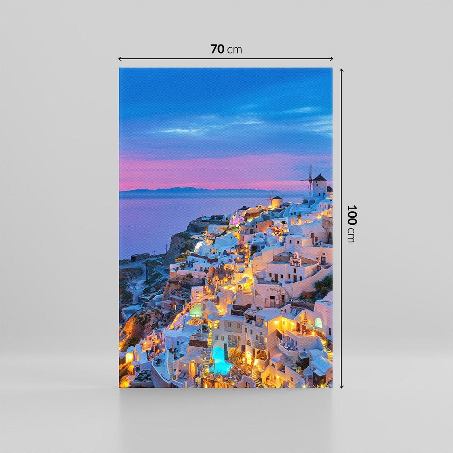 Obraz na płótnie 70x100 - Wyblakłe wspomnienia gwiazd - Santorini, wieczór
