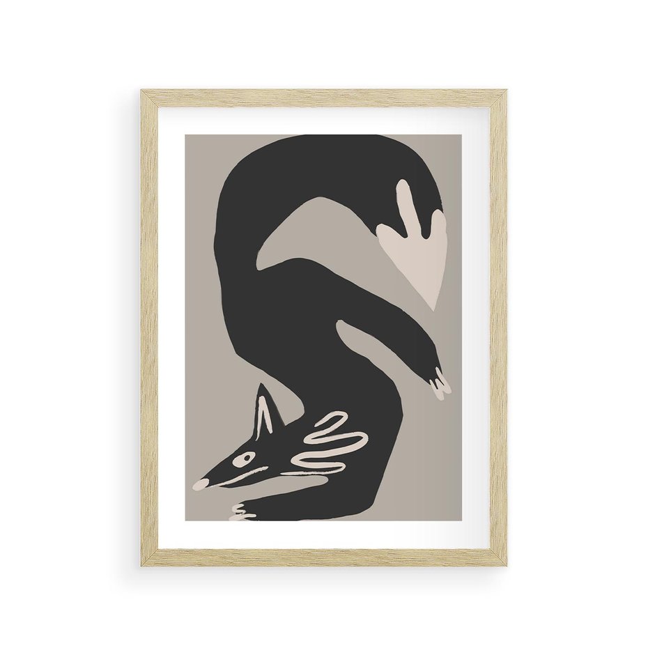 Plakat w ramie 30x40 - Ekspresja Skandynawskiego Światła - skandynawska sztuka, lis - rama drewno