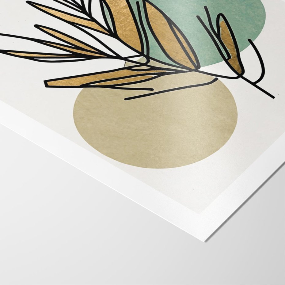 Plakat bez ramy 21x30 - Migocące Ścieżki Wizji - abstrakcyjny obraz boho, liście