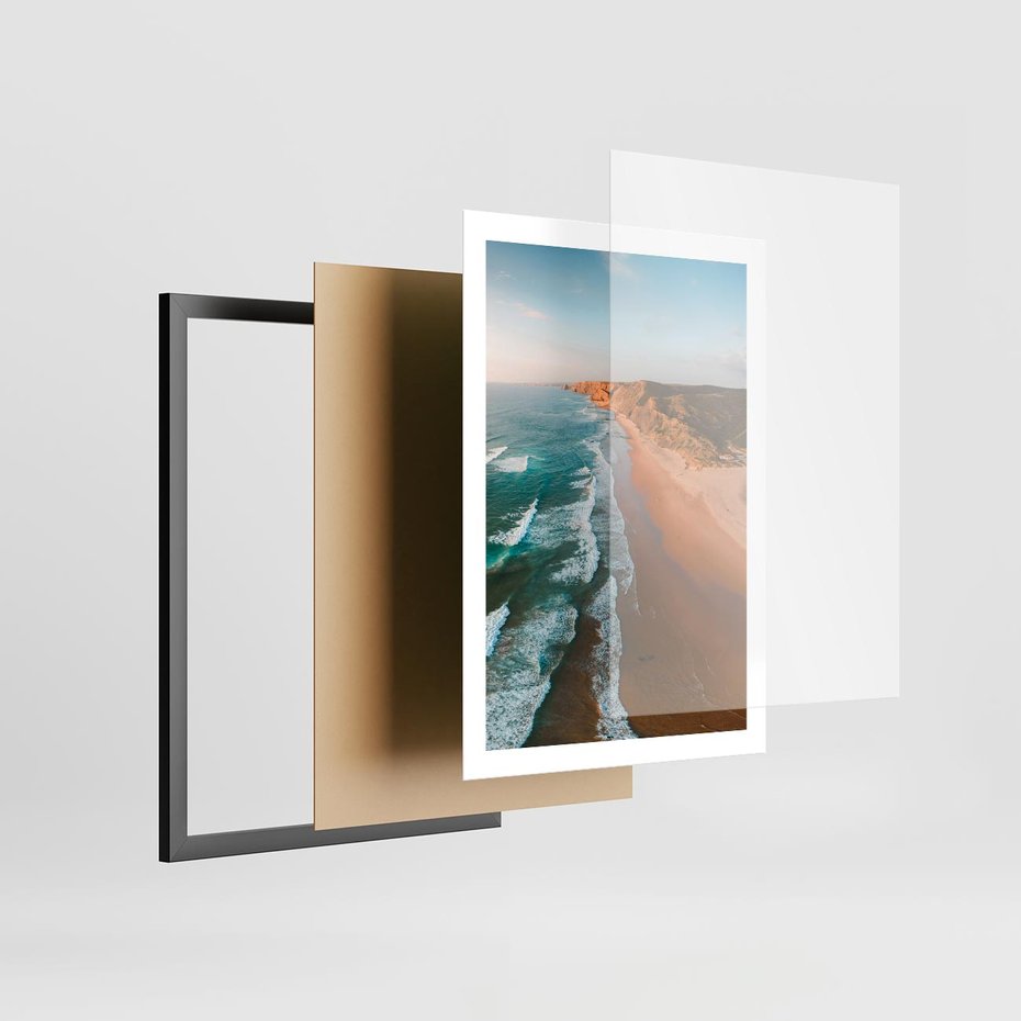 Plakat w ramie 50x70 - Z Lotu Ptaka - fotografia, plaża - rama czarna