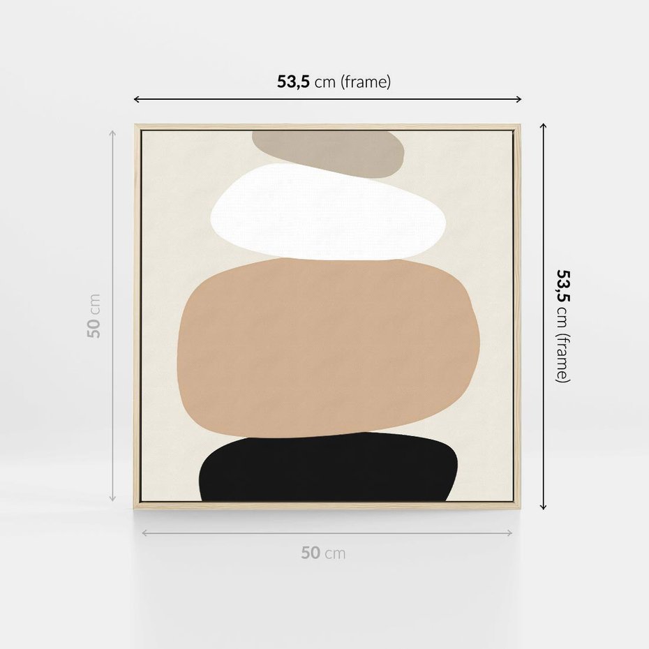 Obraz w ramie 50x50 - Zgeometryzowane Kształty - modernistyczny plakat, obłe kształty - rama drewno