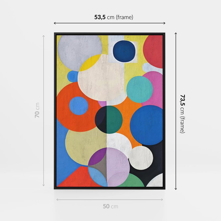 Obraz w ramie 50x70 - Tajemnicze Odbicia Czasu - abstrakcyjne geometryczne kształty, olejny obraz - rama czarna