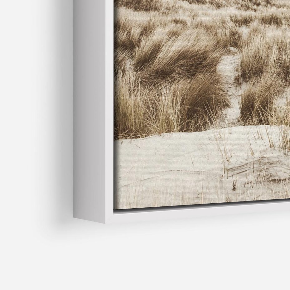 Obraz w ramie 80x80 - Nadmorskie Wydmy - fotografia, kolory sepii - rama biała