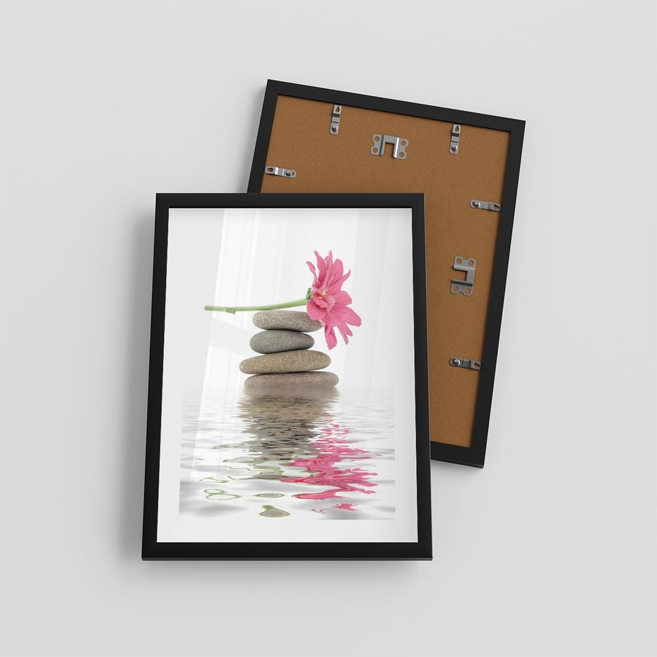 Plakat w ramie 30x40 - Kwiatowe japońskie spa - japońskie, spa - rama czarna