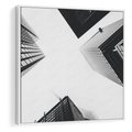 Obraz w ramie 50x50 - Nowoczesna Dynamika - perspektywa, wieżowce - rama biała