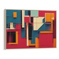 Obraz w ramie 100x70 - Przejście przez labirynt myśli - kolorowa abstrakcja, instalacja z prostokątów i lini - rama drewno