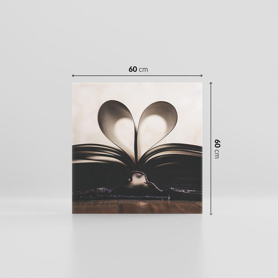 Obraz na płótnie 60x60 - Książka - Serce Retro - ksizka, serce