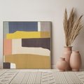 Obraz w ramie 80x80 - Pasy Abstrakcji - kolorowe pasy, plamy koloru - rama drewno