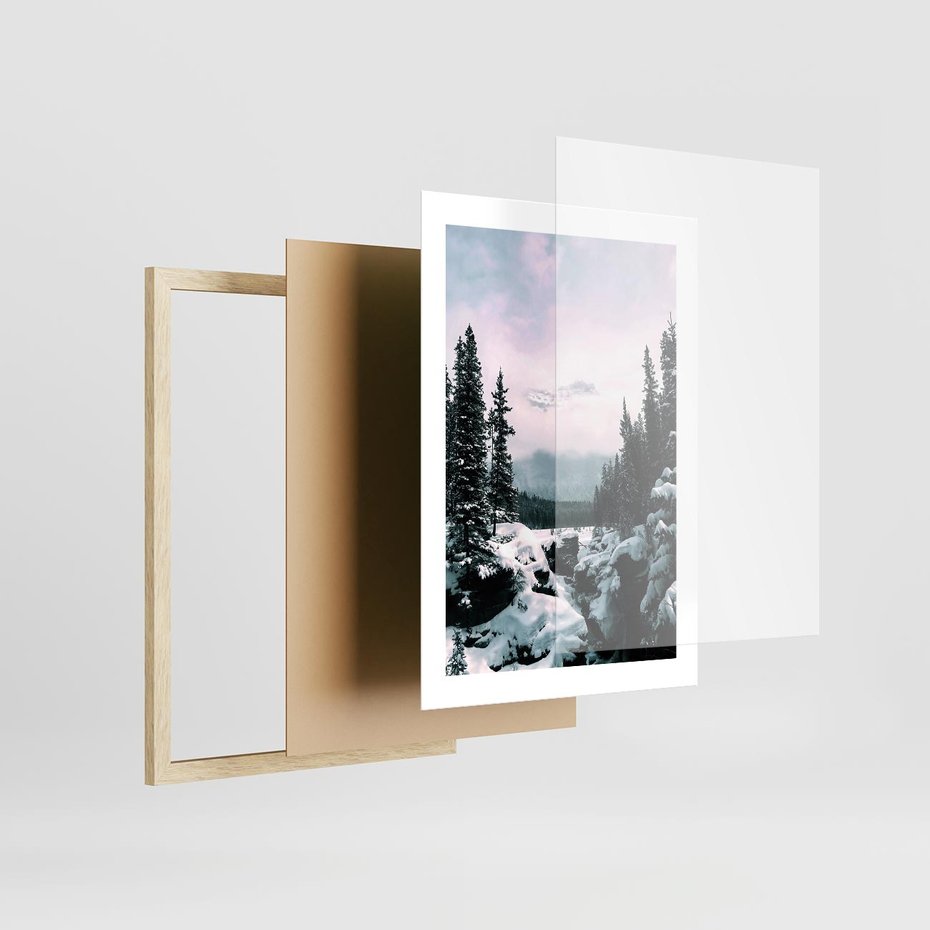 Plakat w ramie 30x40 - Zimowe Góry - zimowy krajobraz, góry - rama drewno
