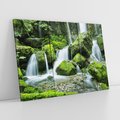 Obraz na płótnie 120x80 - Spokojny wodospad w lesie nad rzeką - wodospad, las