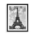 Plakat w ramie 50x70 - Nocna panorama Paryża z wieżą Eiffla - Eiffla, Paryż - rama czarna