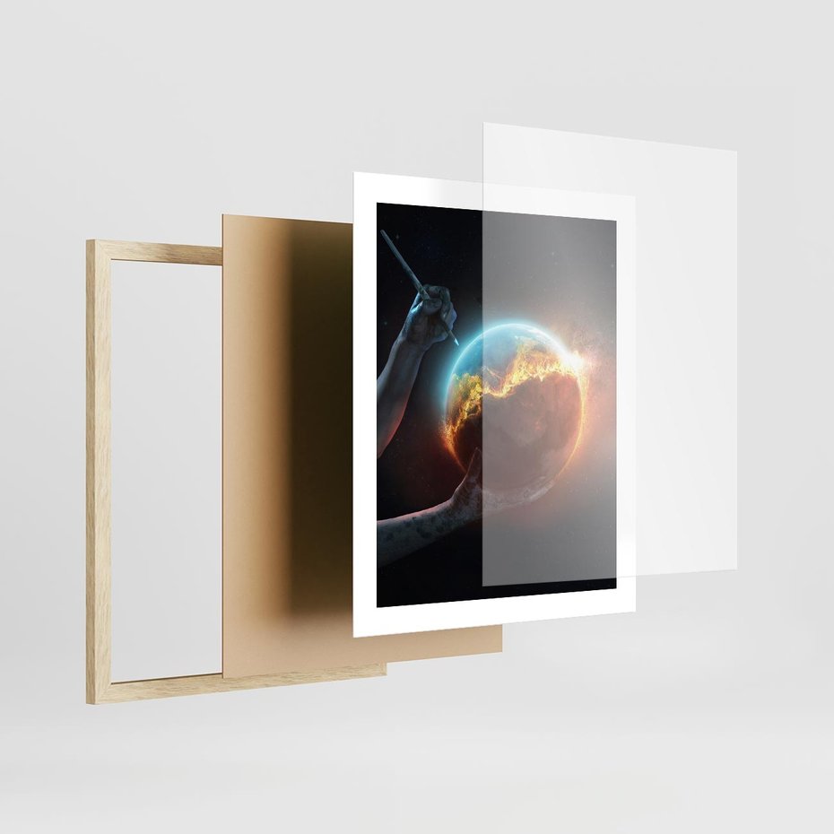 Plakat w ramie 40x50 - Nieznane przestrzenie - planeta, kosmos - rama drewno