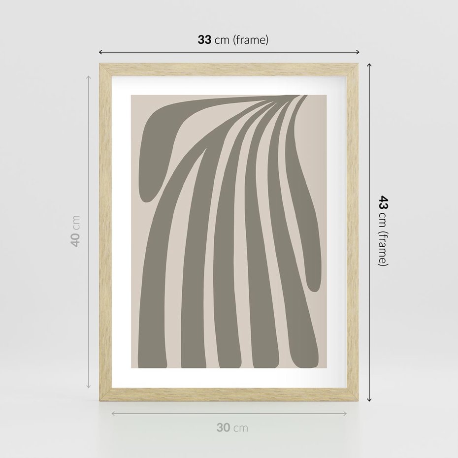 Plakat w ramie 30x40 - Beżowa Delikatność - nowoczesna sztuka, plakat modern - rama drewno