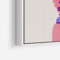 Obraz w ramie 70x50 - Kwiaty we Włosach - różowa postać, grafika - rama biała