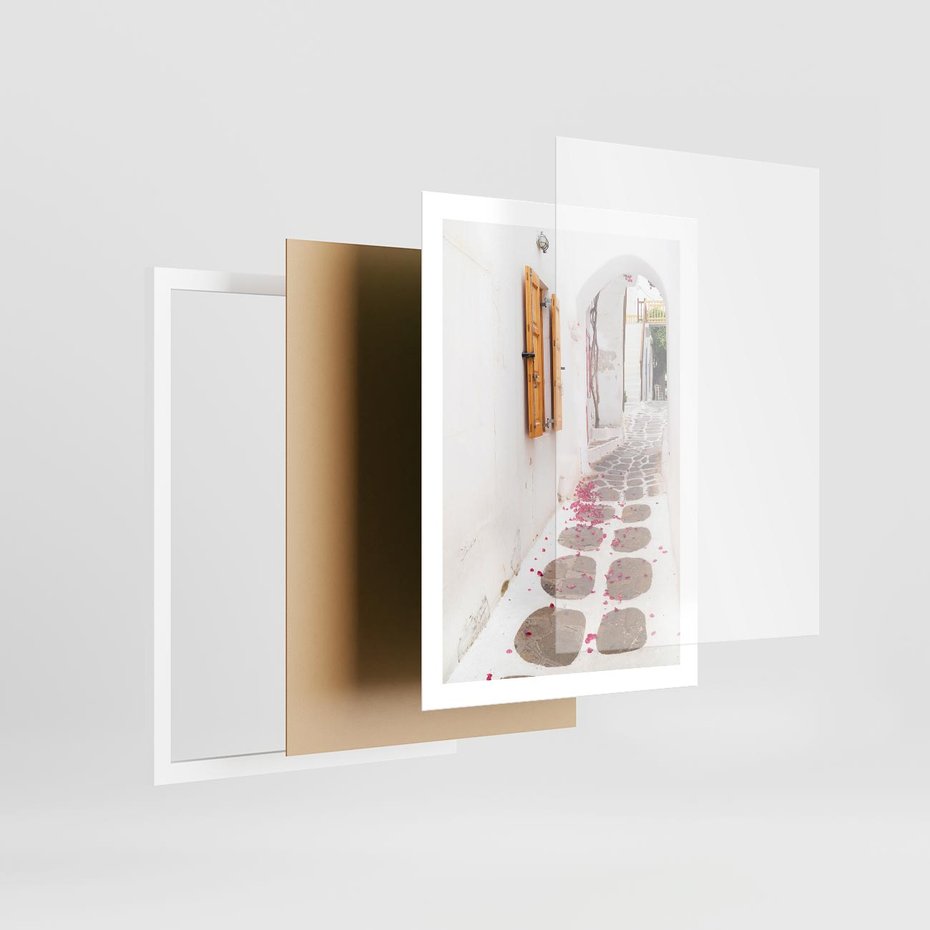 Plakat w ramie 50x70 - Urok Południowej Uliczki - uliczka, południe - rama biała
