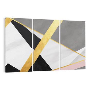 Obraz na płótnie 120x80 - Pudrowe Abstrakcyjne Lustra - złote abstrakcyjne linie, szarość