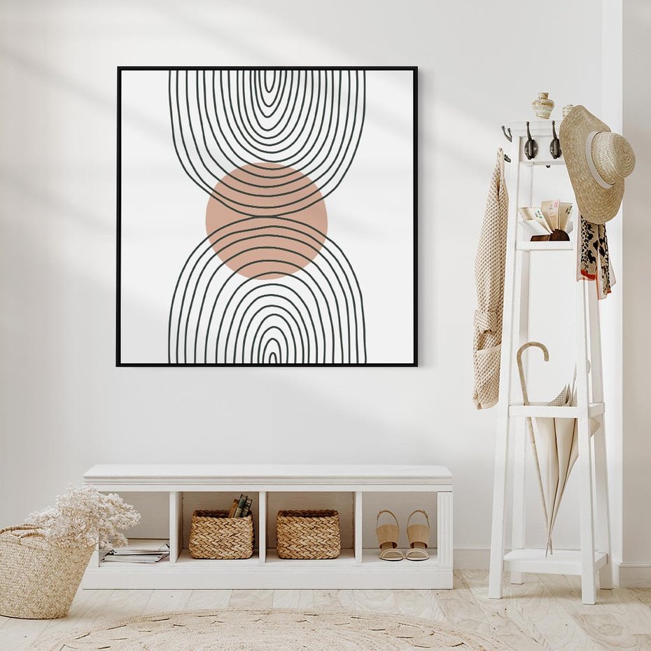 Obraz w ramie 50x50 - Przenikające Widzenia - półkola, koło - rama czarna