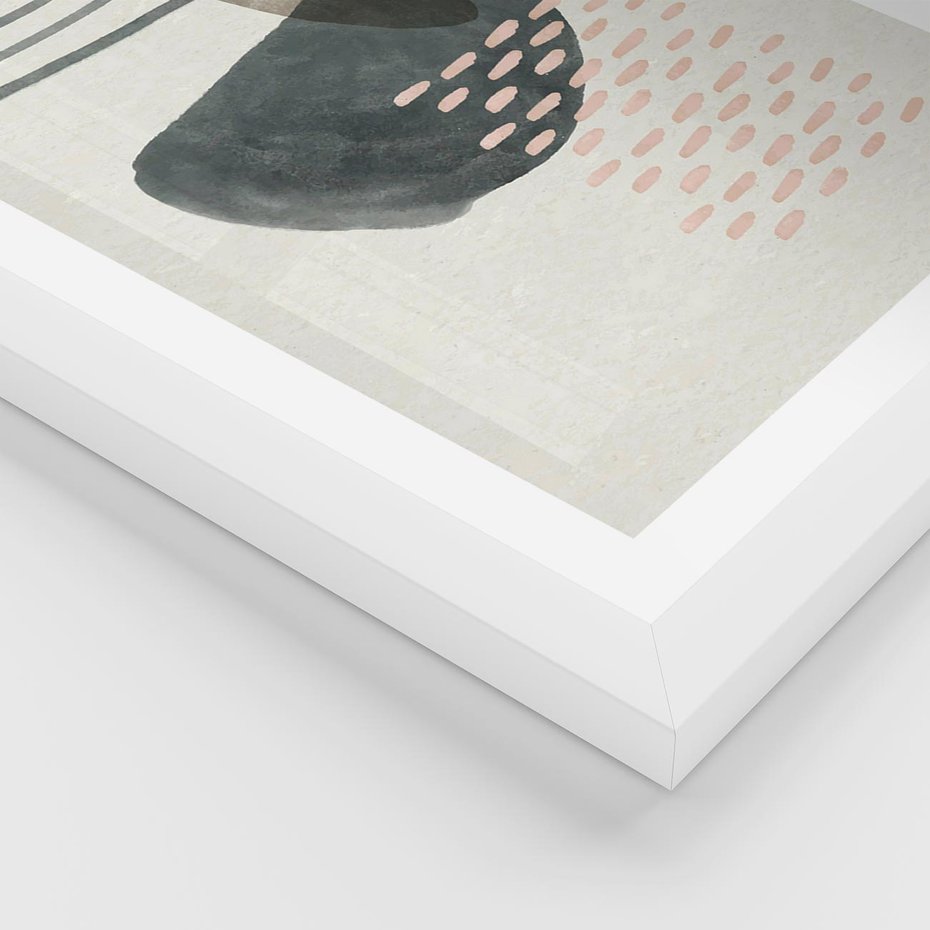 Plakat w ramie 50x70 - Geometria w Beżowych Odcieniach - abstrakcja, geometria - rama biała