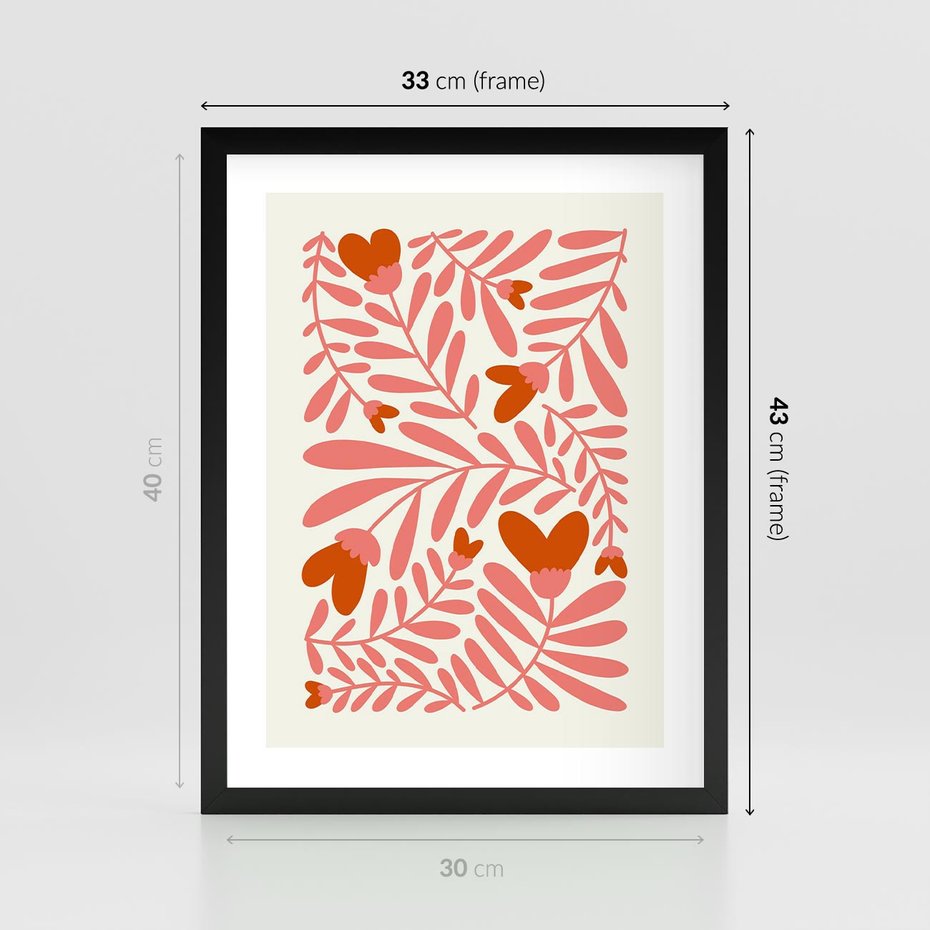 Plakat w ramie 30x40 - Taniec komplementarnych barw - kwiaty, pastelowe kolory - rama czarna