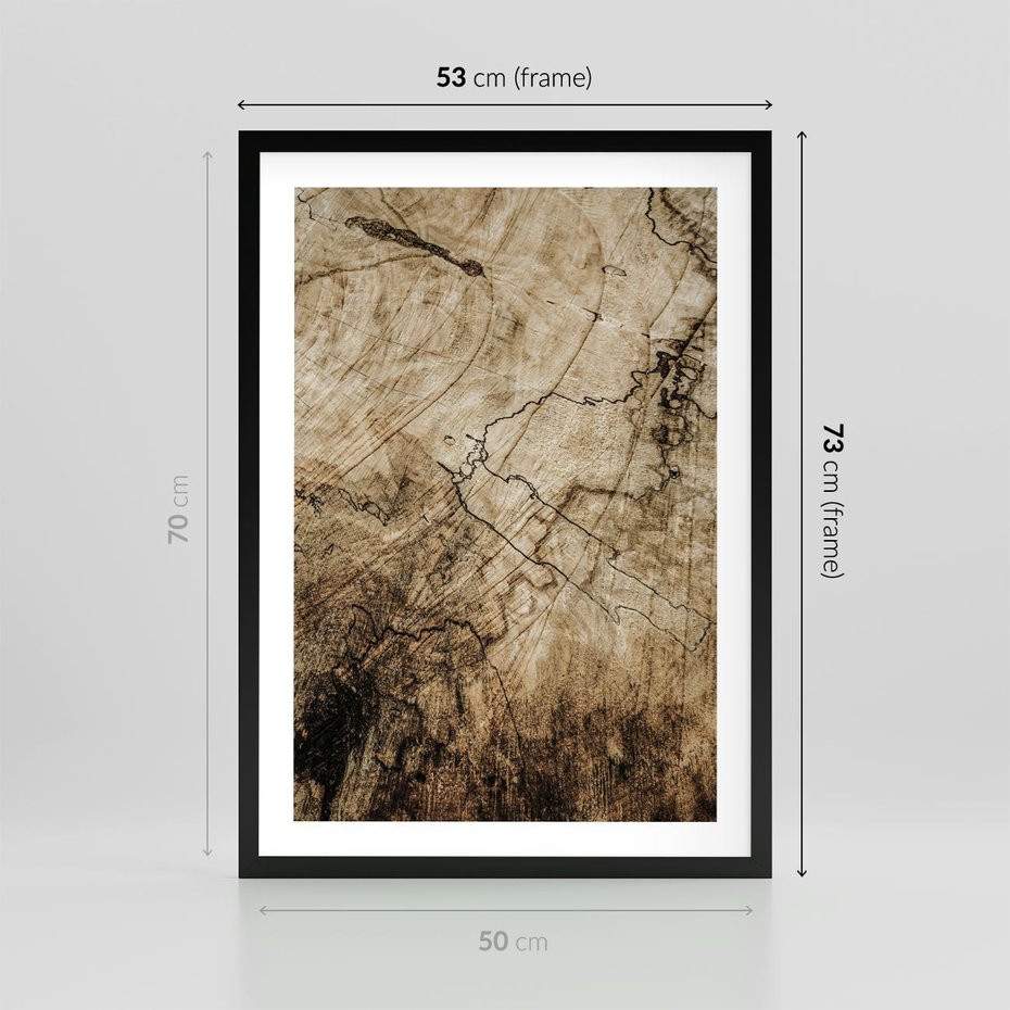 Plakat w ramie 50x70 - Słoje Natury - słoje drzewa, pieńdrzewa - rama czarna