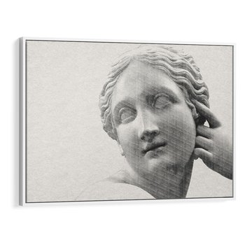 Obraz w ramie 70x50 - Szarość w Kamieniu - monochromatyczna marmurowa rzeźba, odcienie szarości - rama biała