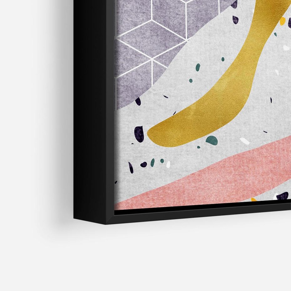 Obraz w ramie 50x50 - Eklektyczny Mix - kolaż, pastelowe abstrakcyjne plamy - rama czarna