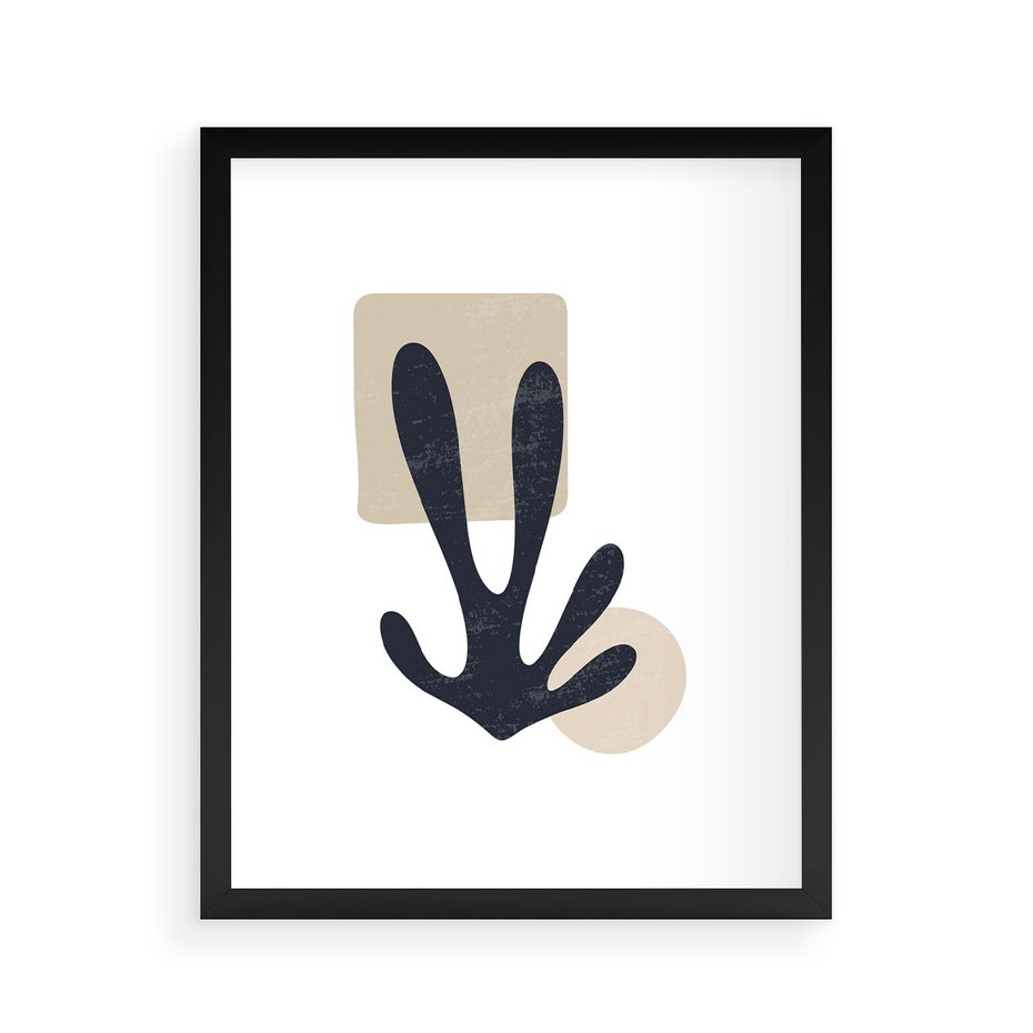 Plakat w ramie 40x50 - Granatowa Odsłona - minimalistyczna nowczesna grafika, styl matisse - rama czarna