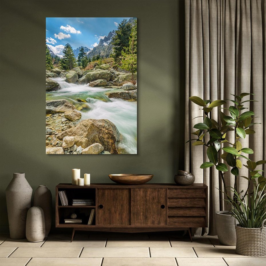 Obraz na płótnie 80x120 - Górski strumyk w harmonii - strumyk, górski