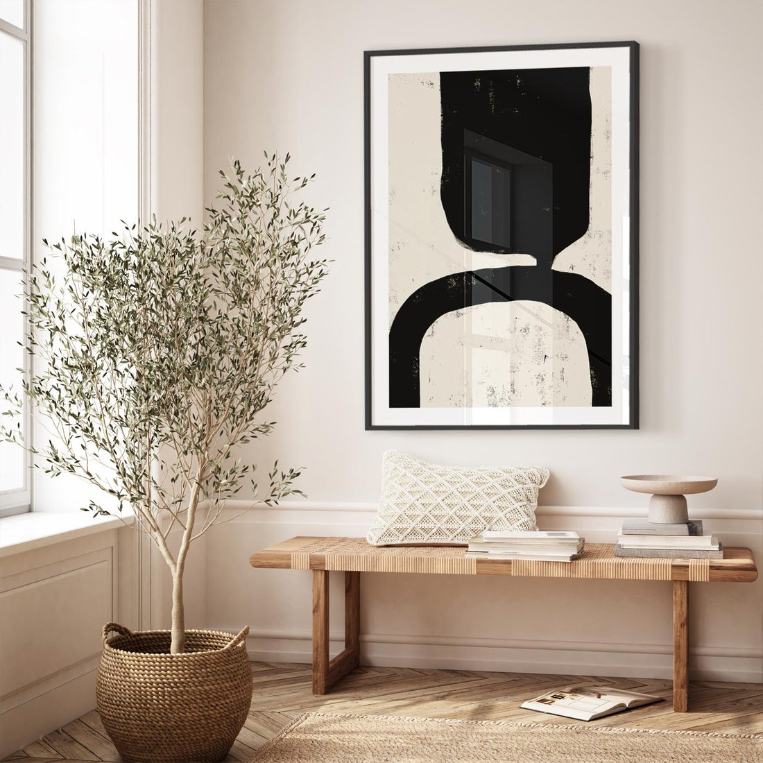 Plakat w ramie 50x70 - Przenikające Plamy - abstrakcyjna sztuka, minimalizm - rama czarna