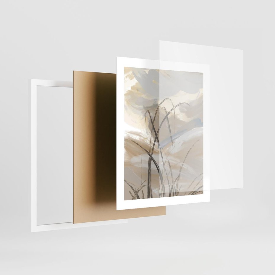 Plakat w ramie 40x50 - Nowoczesne Odbicia - akwarela, obraz - rama biała