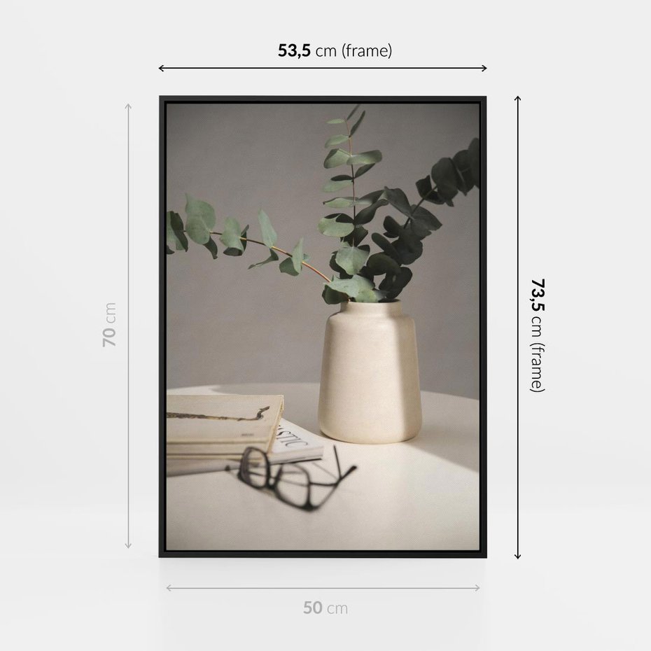 Obraz w ramie 50x70 - Eukaliptusowe liście w okularach - liście, eukaliptus - rama czarna