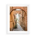 Plakat w ramie 50x70 - Magiczna podróż w głąb miasta - uliczka, perspektywa - rama biała