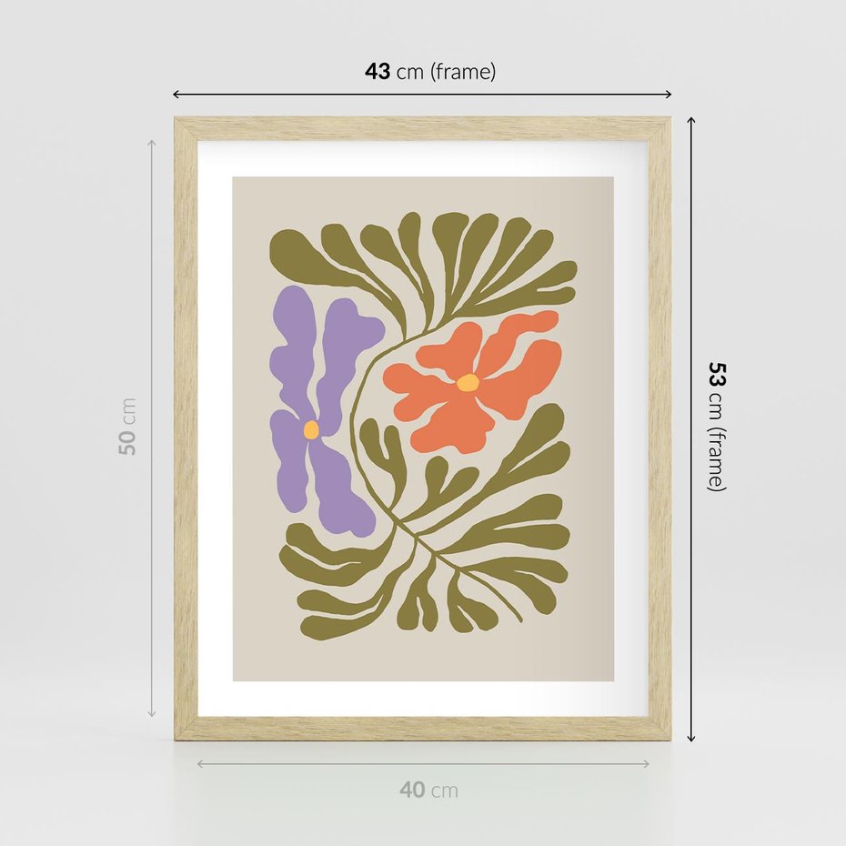 Plakat w ramie 40x50 - Bezgraniczne Impresje - kwiaty, abstrakcja - rama drewno