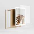 Plakat w ramie 30x40 - Egzotyczny Blask - złote, liście - rama drewno
